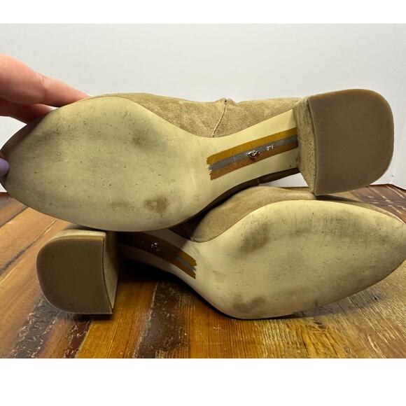 Sam Edelman Daria Block Heel Bootie Tan Suede, Size 9 | Chic Women's Booties - Picture 7 of 10